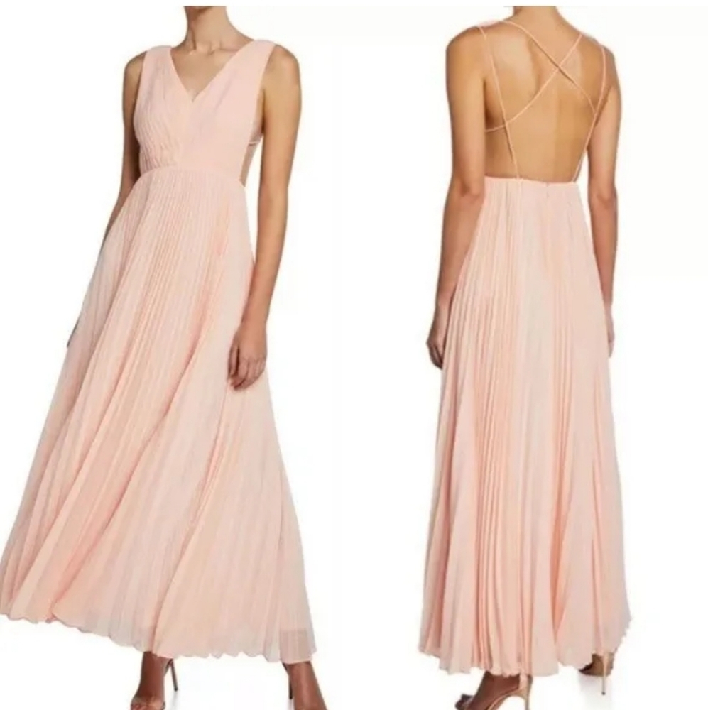 NWT Fame & Partners Strappy Pleated Chiffon Dress Light Pink size 12 gown
